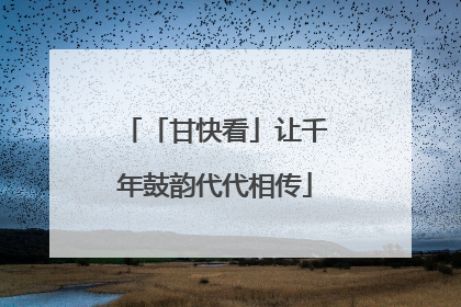 「甘快看」让千年鼓韵代代相传
