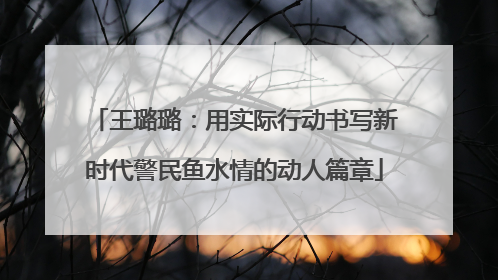 王璐璐：用实际行动书写新时代警民鱼水情的动人篇章