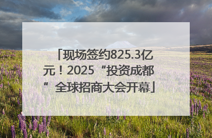 现场签约825.3亿元！2025“投资成都”全球招商大会开幕