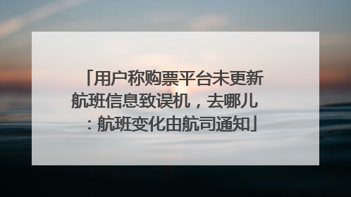 用户称购票平台未更新航班信息致误机，去哪儿：航班变化由航司通知