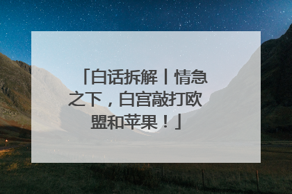 白话拆解丨情急之下，白宫敲打欧盟和苹果！