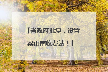 省政府批复，设置梁山南收费站！