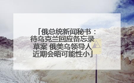 俄总统新闻秘书：待乌克兰回应备忘录草案 俄美乌领导人近期会晤可能性小