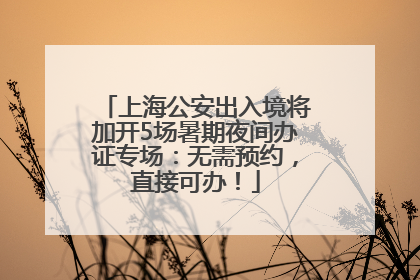 上海公安出入境将加开5场暑期夜间办证专场：无需预约，直接可办！