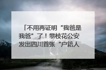 不用再证明“我爸是我爸”了！攀枝花公安发出四川首张“户籍人口直系亲属关系谱”