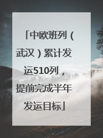 中欧班列（武汉）累计发运510列，提前完成半年发运目标
