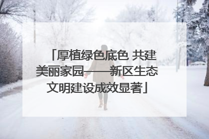 厚植绿色底色 共建美丽家园——新区生态文明建设成效显著