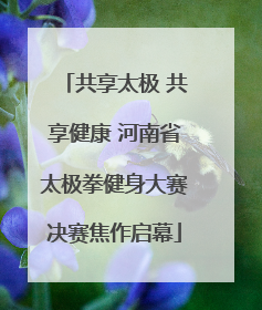共享太极 共享健康 河南省太极拳健身大赛决赛焦作启幕