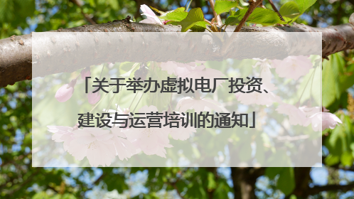 关于举办虚拟电厂投资、建设与运营培训的通知