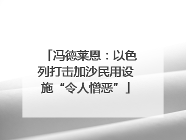冯德莱恩：以色列打击加沙民用设施“令人憎恶”