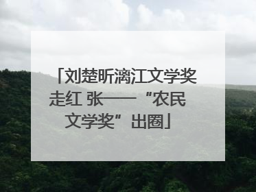 刘楚昕漓江文学奖走红 张一一“农民文学奖”出圈