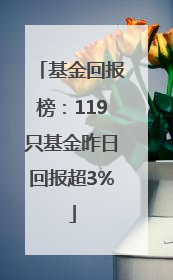 基金回报榜：119只基金昨日回报超3%