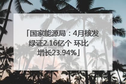 国家能源局：4月核发绿证2.16亿个 环比增长23.94%