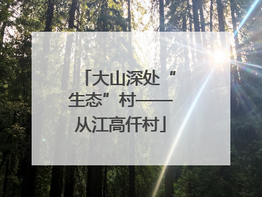 大山深处“生态”村——从江高仟村