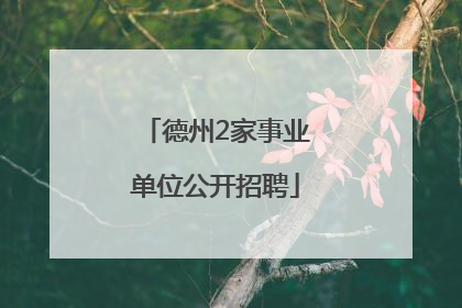 德州2家事业单位公开招聘