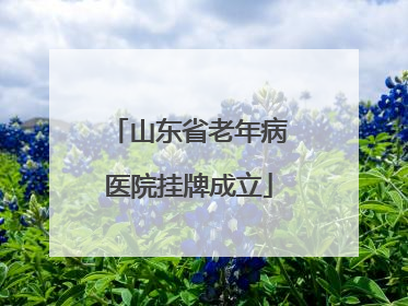 山东省老年病医院挂牌成立