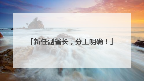 新任副省长，分工明确！