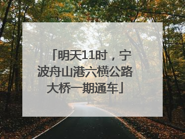 明天11时，宁波舟山港六横公路大桥一期通车