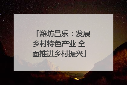 潍坊昌乐：发展乡村特色产业 全面推进乡村振兴
