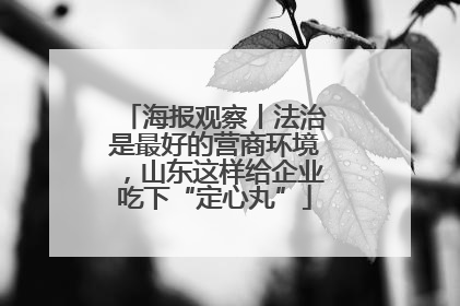 海报观察丨法治是最好的营商环境，山东这样给企业吃下“定心丸”