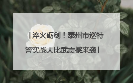 淬火砺剑！泰州市巡特警实战大比武震撼来袭