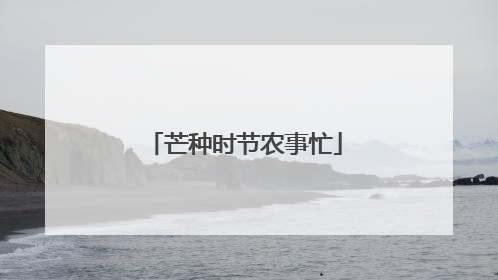 芒种时节农事忙