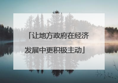 让地方政府在经济发展中更积极主动