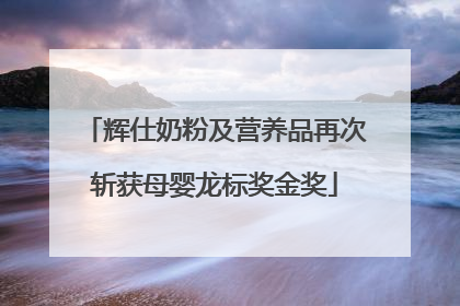 辉仕奶粉及营养品再次斩获母婴龙标奖金奖