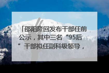 邵阳隆回发布干部任前公示，其中三名“95后”干部拟任副科级领导，均系硕士选调生