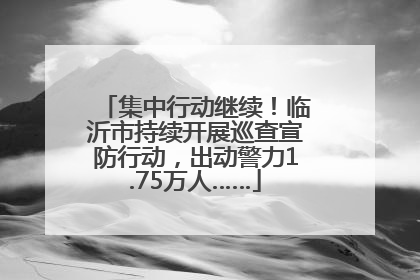 集中行动继续！临沂市持续开展巡查宣防行动，出动警力1.75万人……