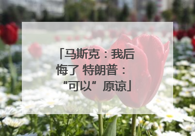 马斯克：我后悔了 特朗普：“可以”原谅