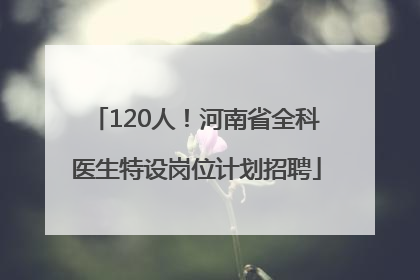 120人！河南省全科医生特设岗位计划招聘