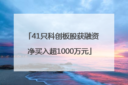 41只科创板股获融资净买入超1000万元